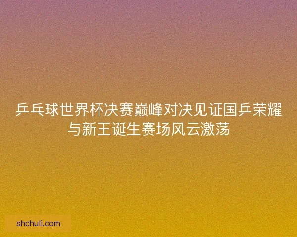 乒乓球世界杯决赛巅峰对决见证国乒荣耀与新王诞生赛场风云激荡