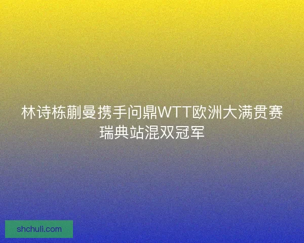 林诗栋蒯曼携手问鼎WTT欧洲大满贯赛瑞典站混双冠军
