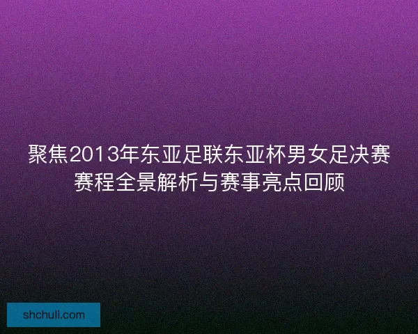 聚焦2013年东亚足联东亚杯男女足决赛赛程全景解析与赛事亮点回顾
